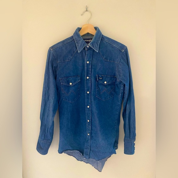 Vintage wrangler western denim button up - Picture 1 of 9